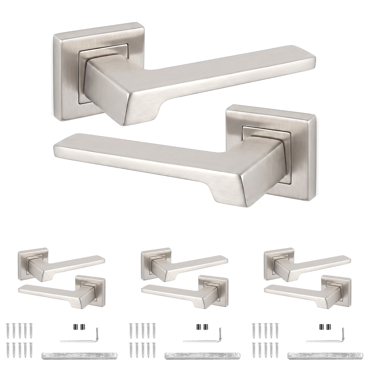 Spectra Satin Nickel Door Lever Handles - Pack of 4 Pairs