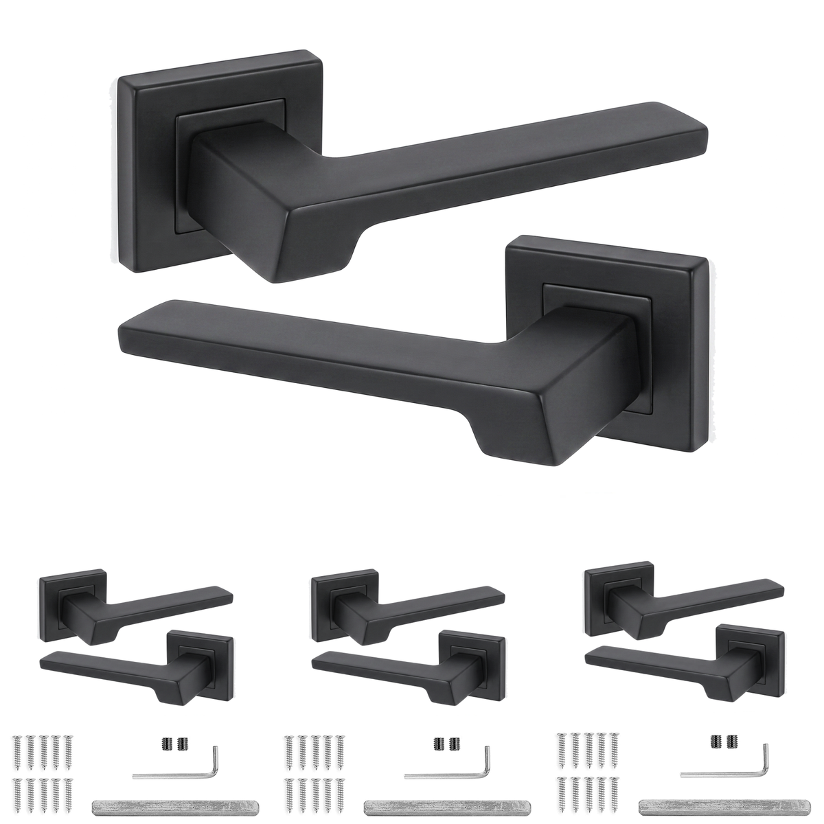 Spectra Matt Black Door Lever Handles - Pack of 4 Pairs