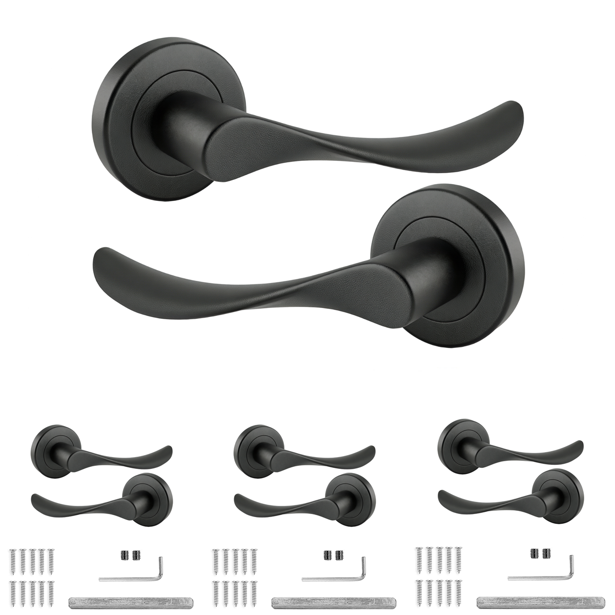 Nimbus Matt Black Door Lever Handles - Pack of 4 Pairs
