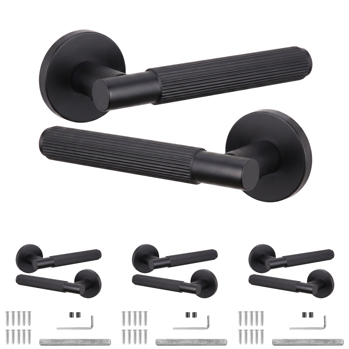 Hera Matt Black Door Lever Handles - Pack of 4 Pairs