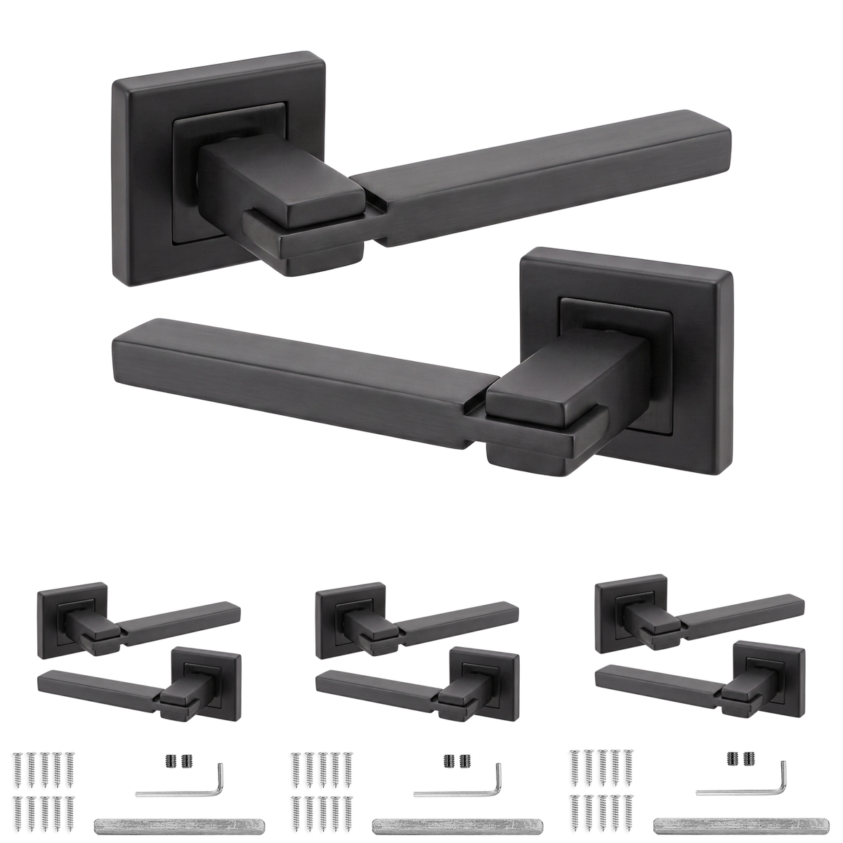 Nexus Matt Black Door Lever Handles - Pack of 4 Pairs