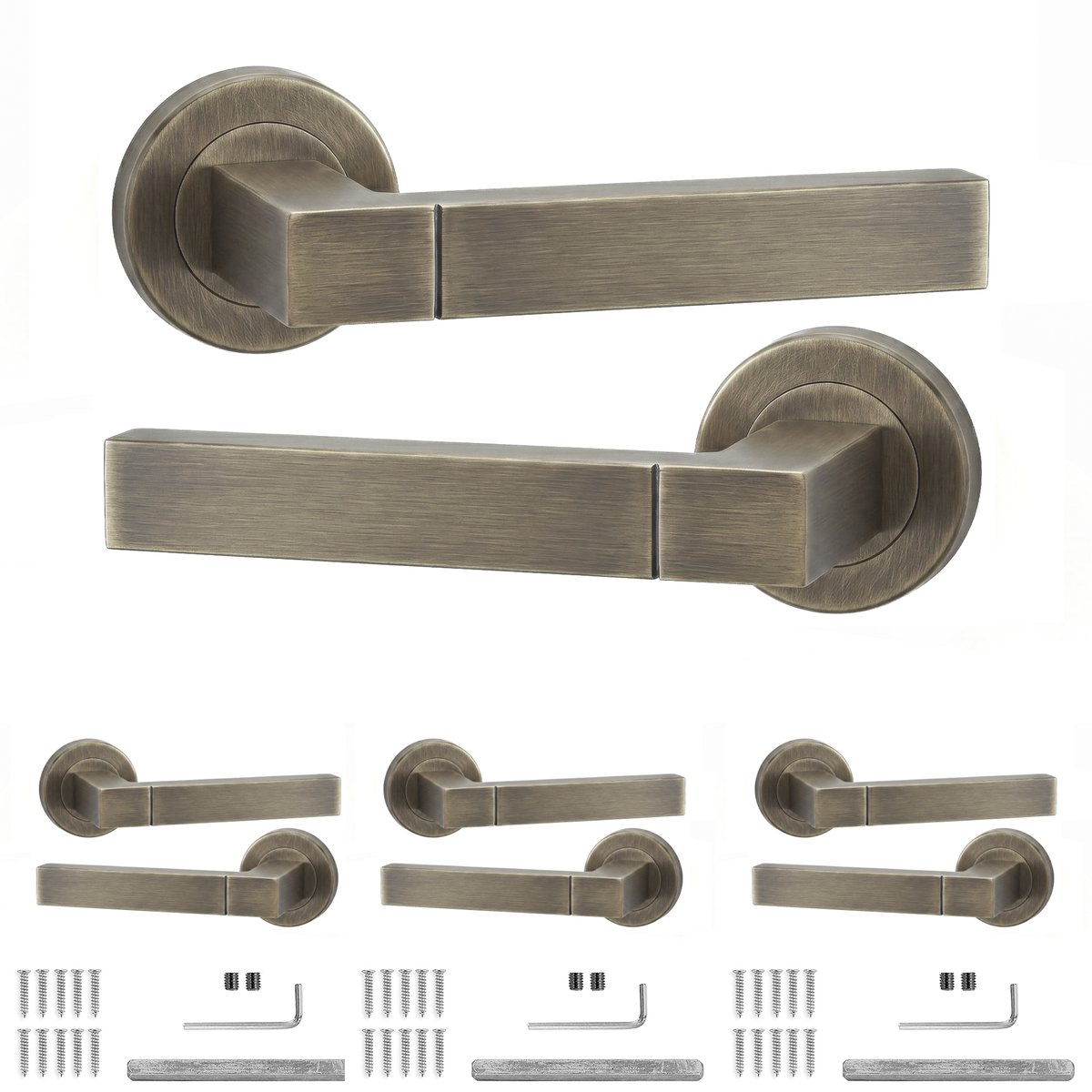 Lumina Antique Brass Door Lever Handles - Pack of 4 Pairs
