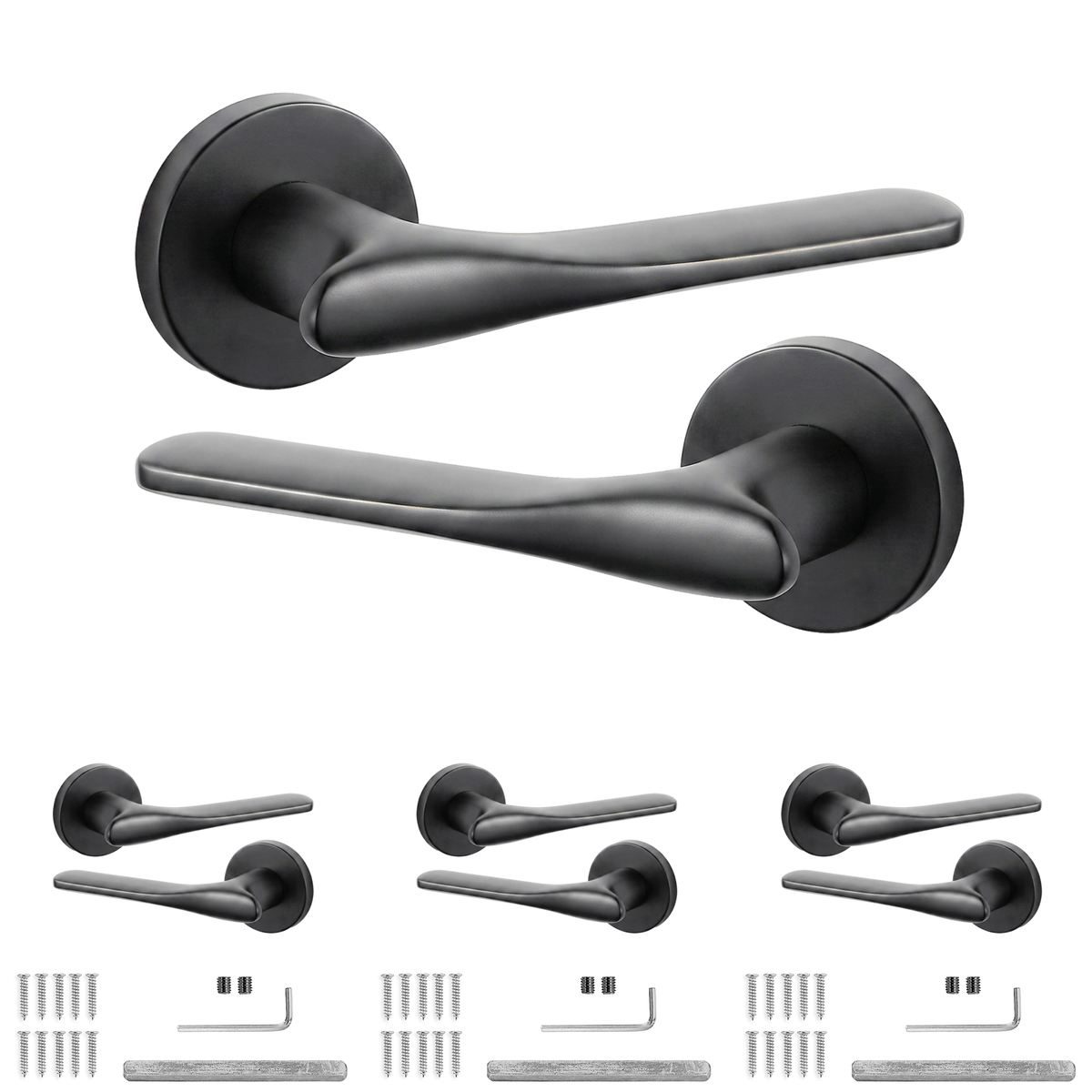 Verita Matt Black Door Lever Handles - Pack of 4 Pairs
