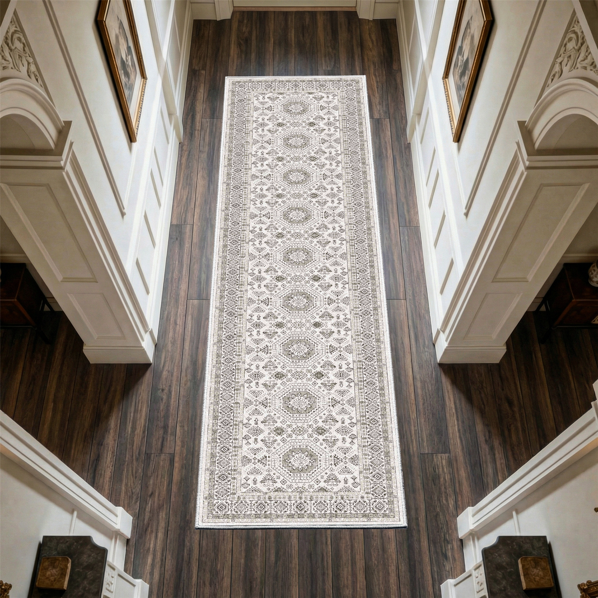 Vassia - Monochrome Washable Runner Hallway Rug - 80x300cm