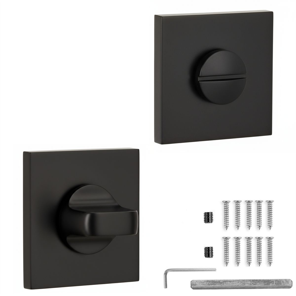 Fire Rated Tubular Mortice Deadbolt and Square Bathroom Turn And Release Thumbturn - Matt Black – view 8