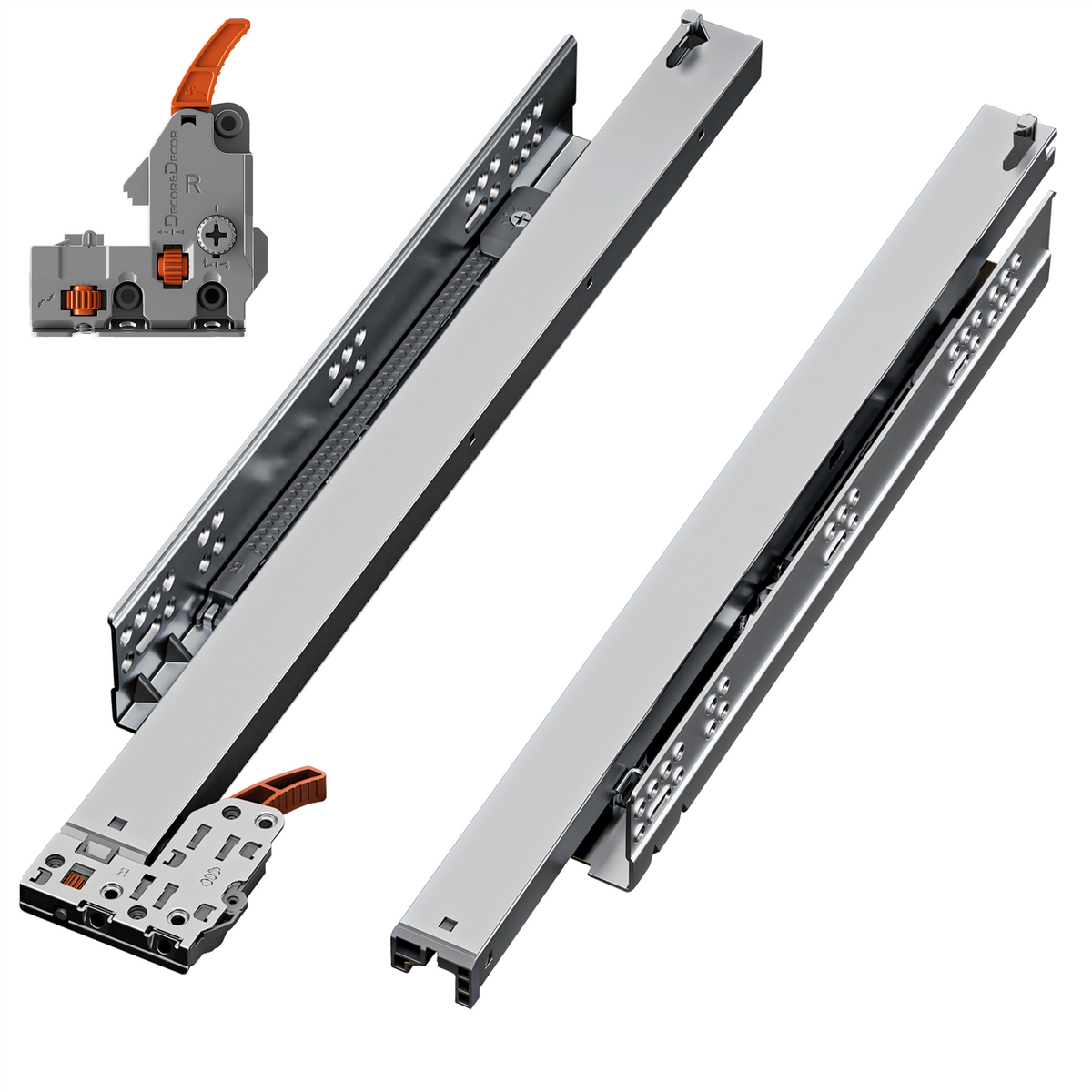 Undermount Drawer Runners 600mm - Push to Open, Full Extension - 590mm Drawer Length – view 10