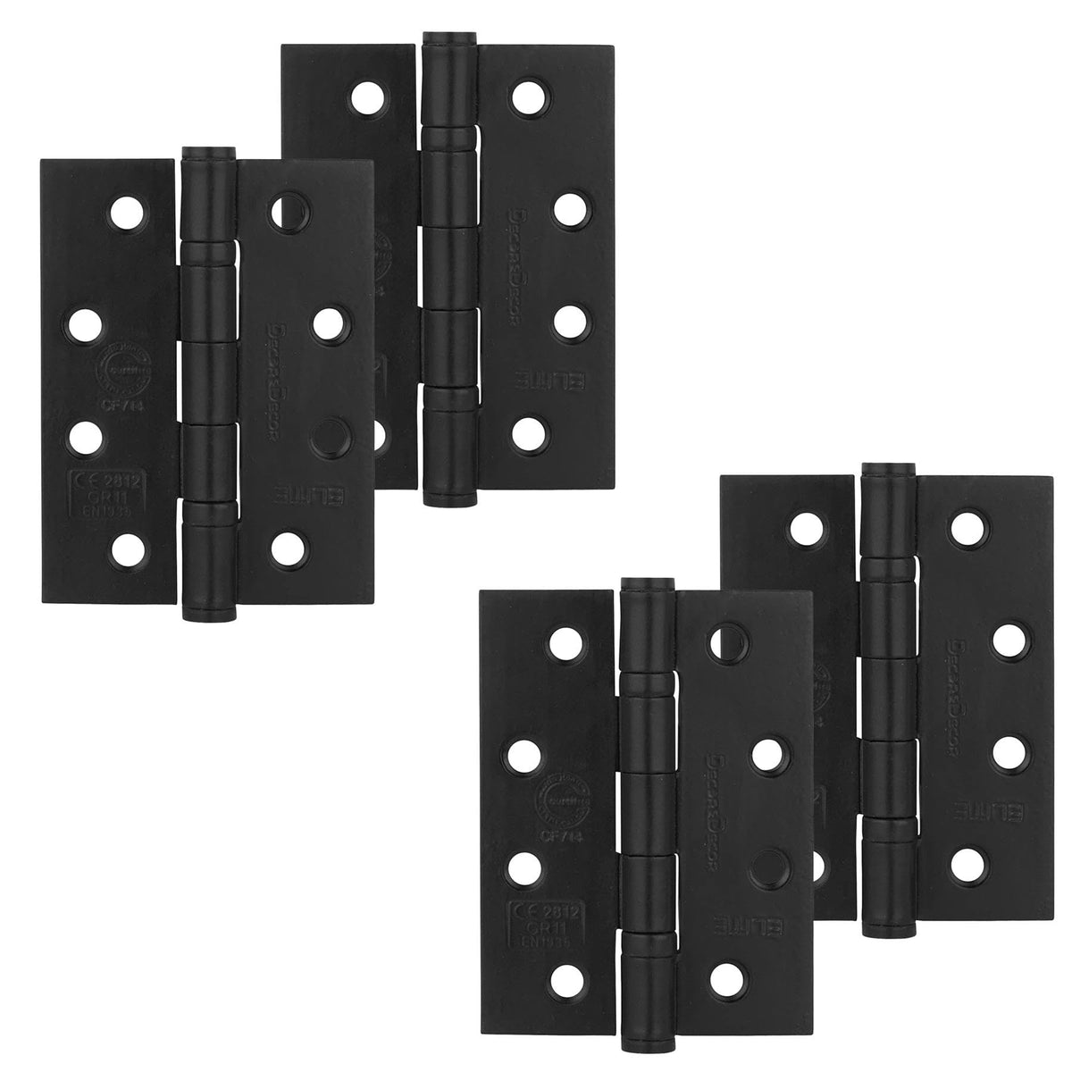 Ball Bearing Fire Rated Door Hinges - 102mm - Matt Black - 2 Pairs