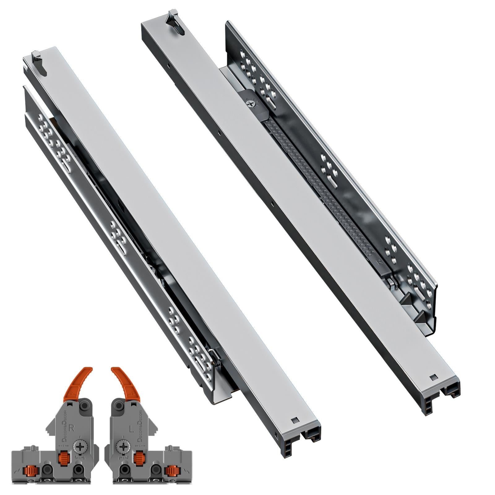 Soft Close Undermount Drawer Runners - Full Extension - 35 kg Capacity - 250mm Length