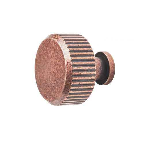 Sienna - Lines Knurled Round Cabinet Knob - Antique Copper