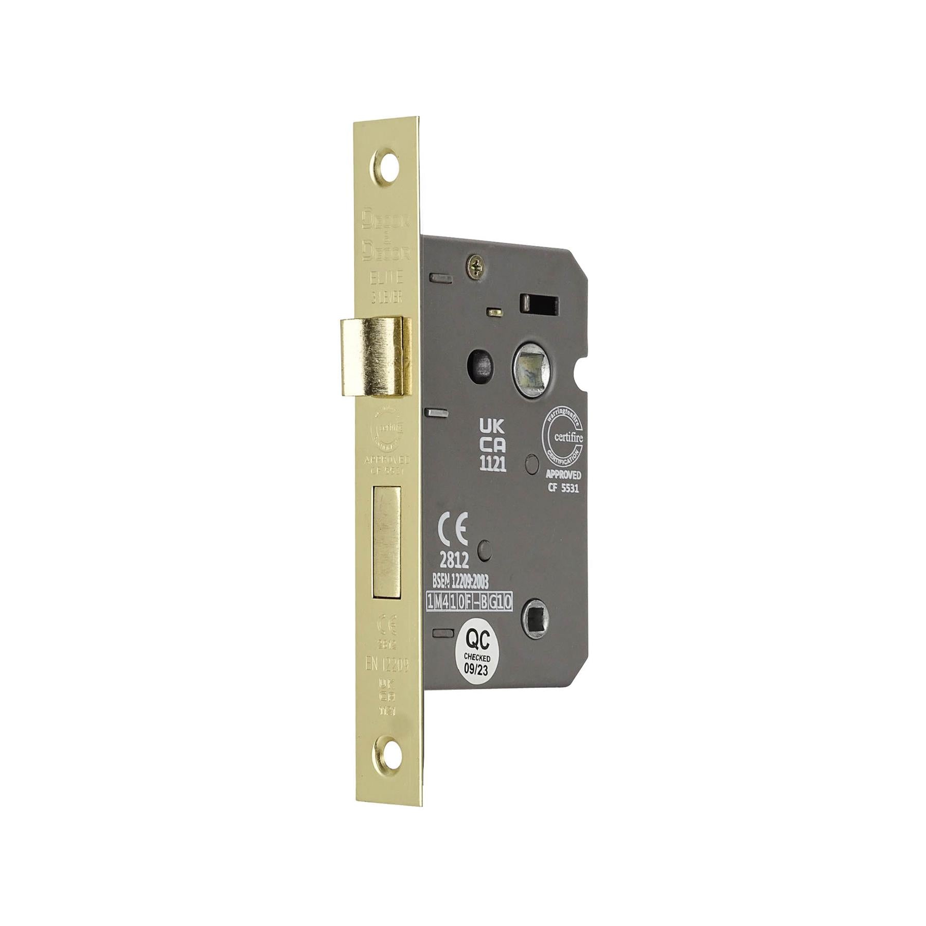 Fire Rated Bathroom Mortice Lock - 64mm - Electro Brass - Bathroom Mortice Locks | Decoranddecor