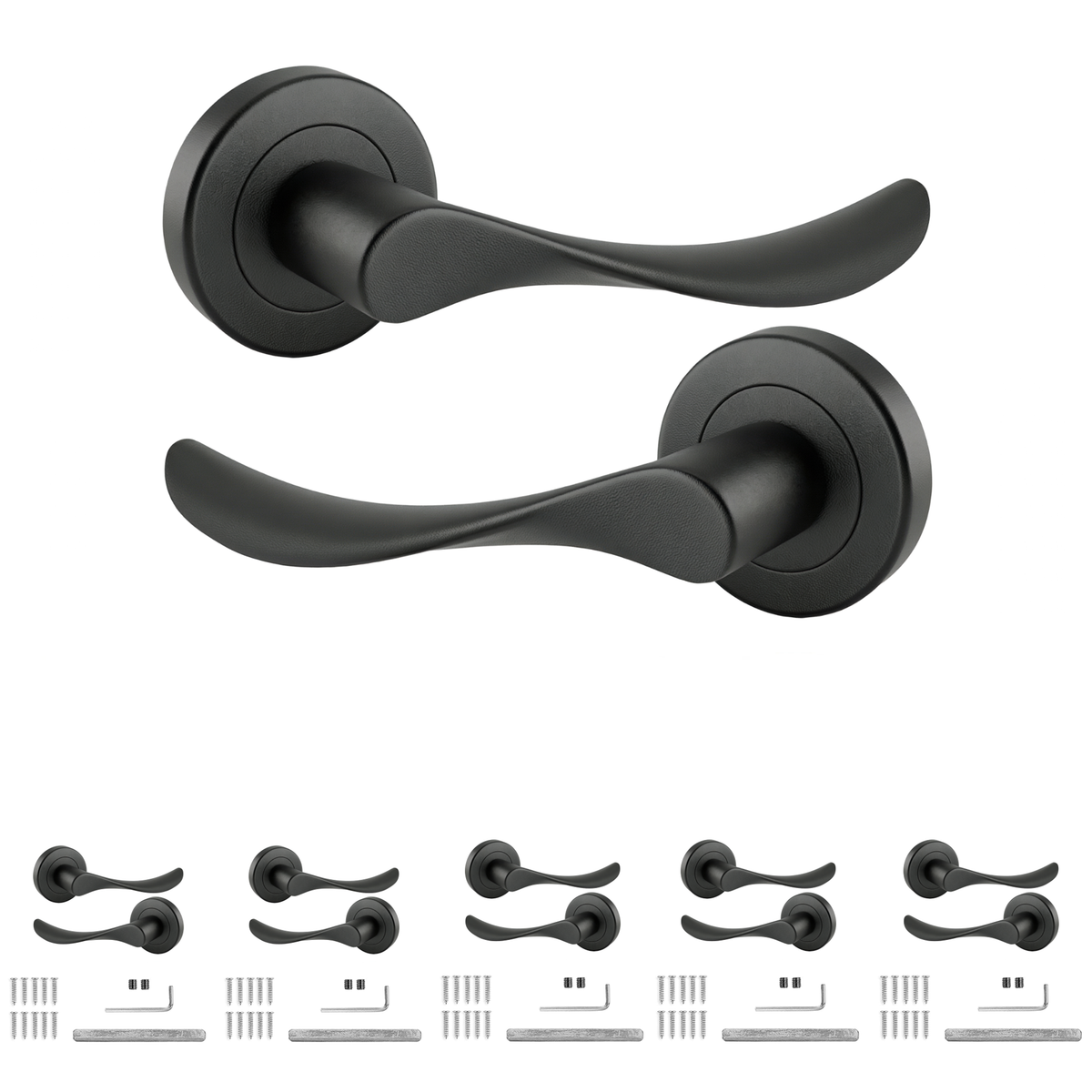 Nimbus Matt Black Door Lever Handles - Pack of 6 Pairs