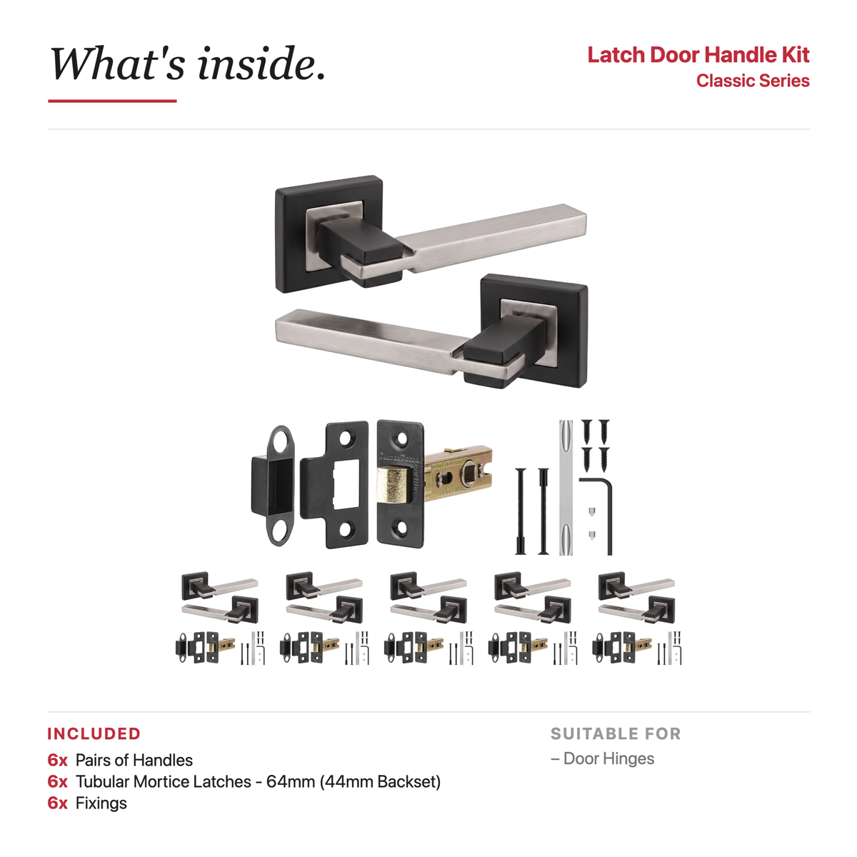Nexus Duo Finish Passage Door Lever Handles – showing what's included in the box