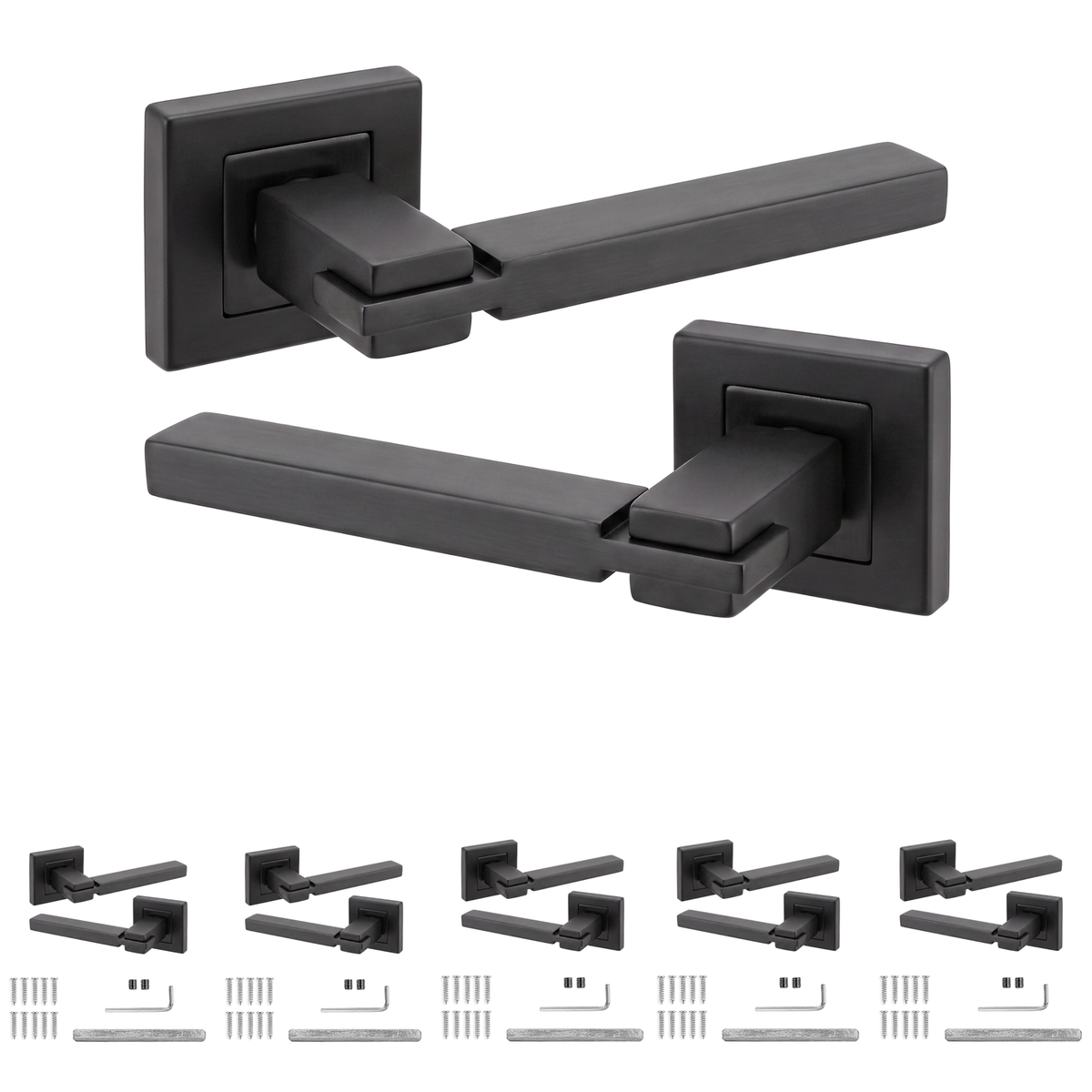 Nexus Matt Black Door Lever Handles - Pack of 6 Pairs
