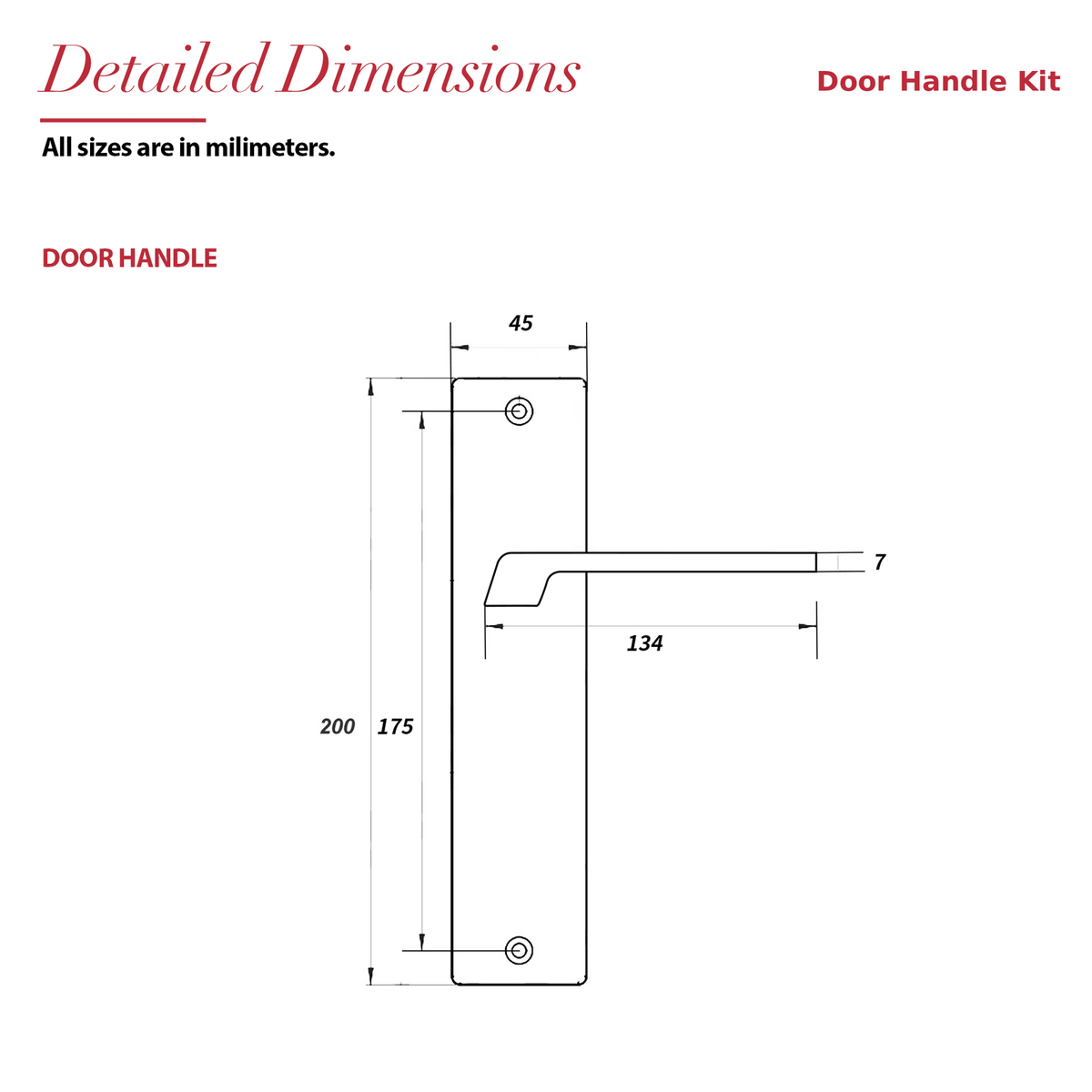 Spectra Matt Black Door Lever Handles on Backplate – dimensions and measurements diagram
