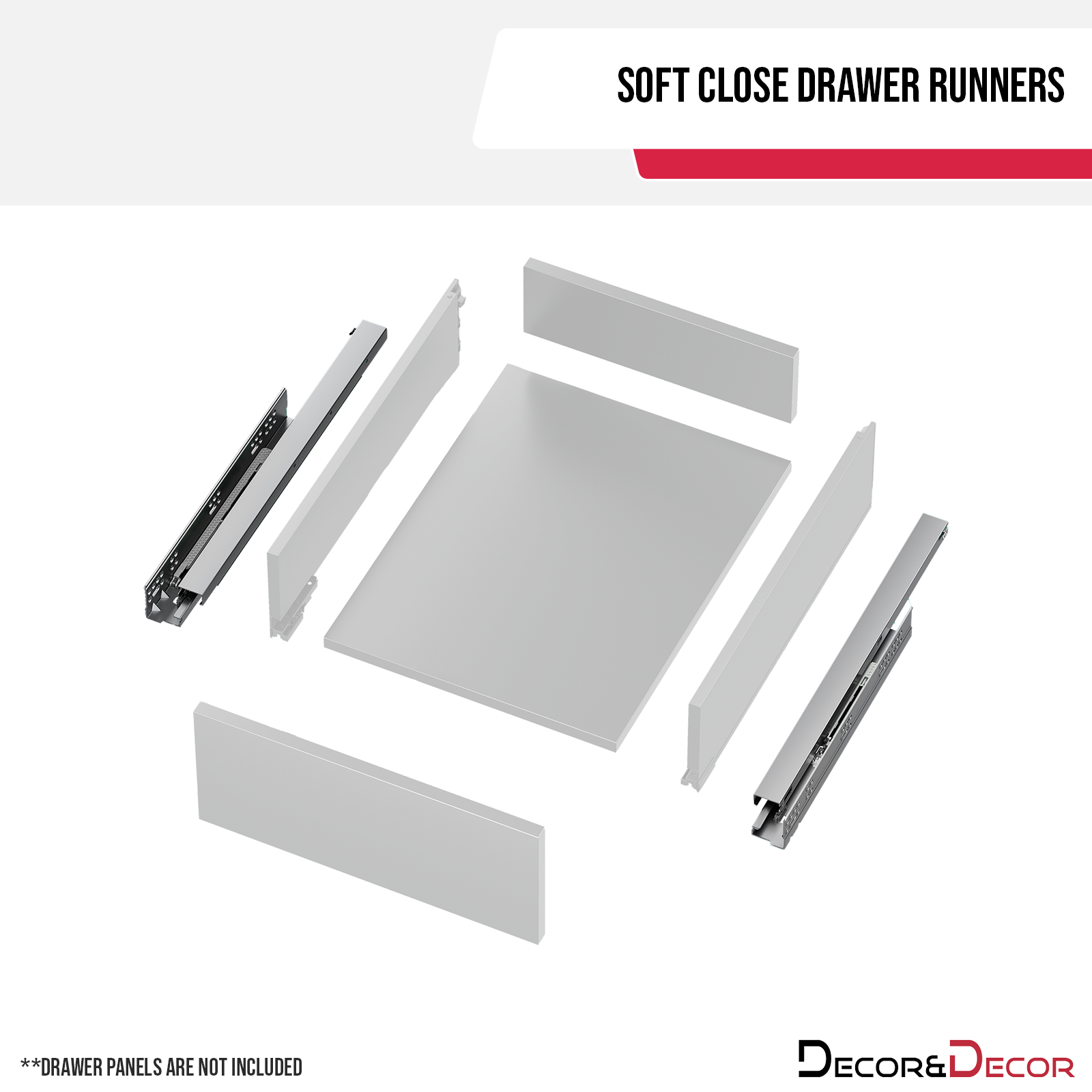 Undermount Drawer Runners 400mm - Soft Close, Full Extension - 390mm Drawer Length - Drawer Runners - Additional View | Decoranddecor