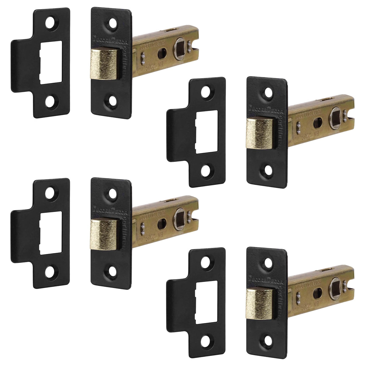 Fire Rated Tubular Mortice Latch - 64mm - Matt Black - 4 Pack