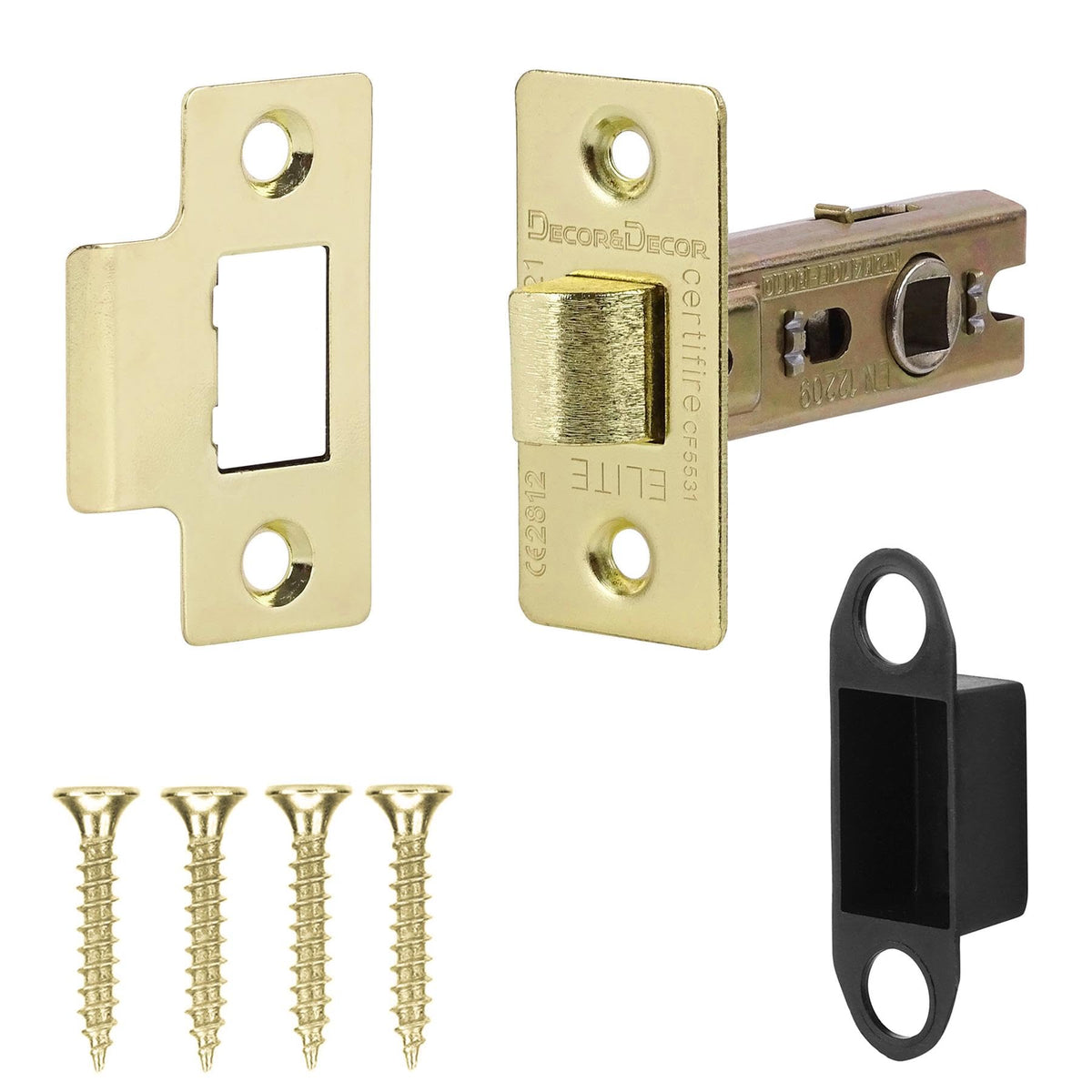 Fire Rated Tubular Mortice Latch - 64mm - Polished Brass - 4 Pack – view 2