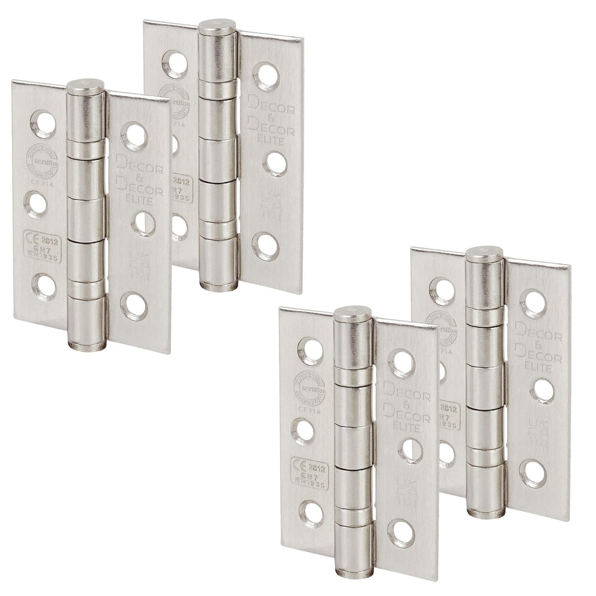Ball Bearing Fire Rated Door Hinges - 76mm - Satin Nickel - 2 Pairs
