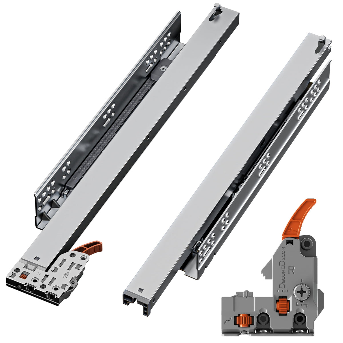 Push to Open and Soft Close - Undermount Drawer Runners - Full Extension - 35 kg Capacity - 400mm Length