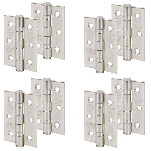 Ball Bearing Fire Rated Door Hinges - 3inch / 76mm - Satin Nickel - 4 Pairs - Decor And Decor