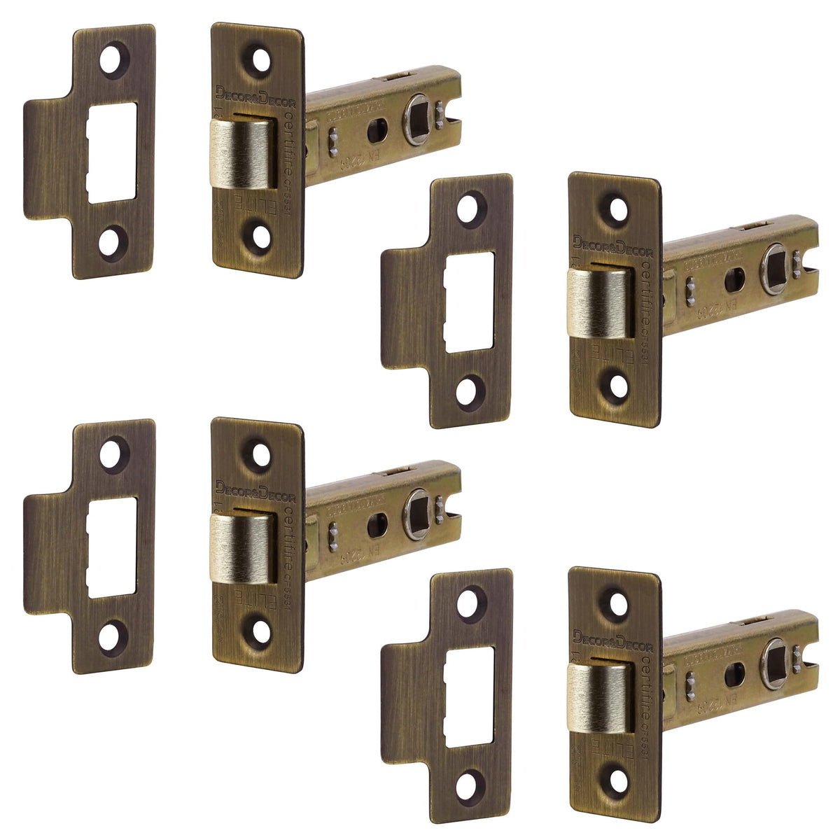 Fire Rated Tubular Mortice Latch - 64mm - Antique Brass - 4 Pack