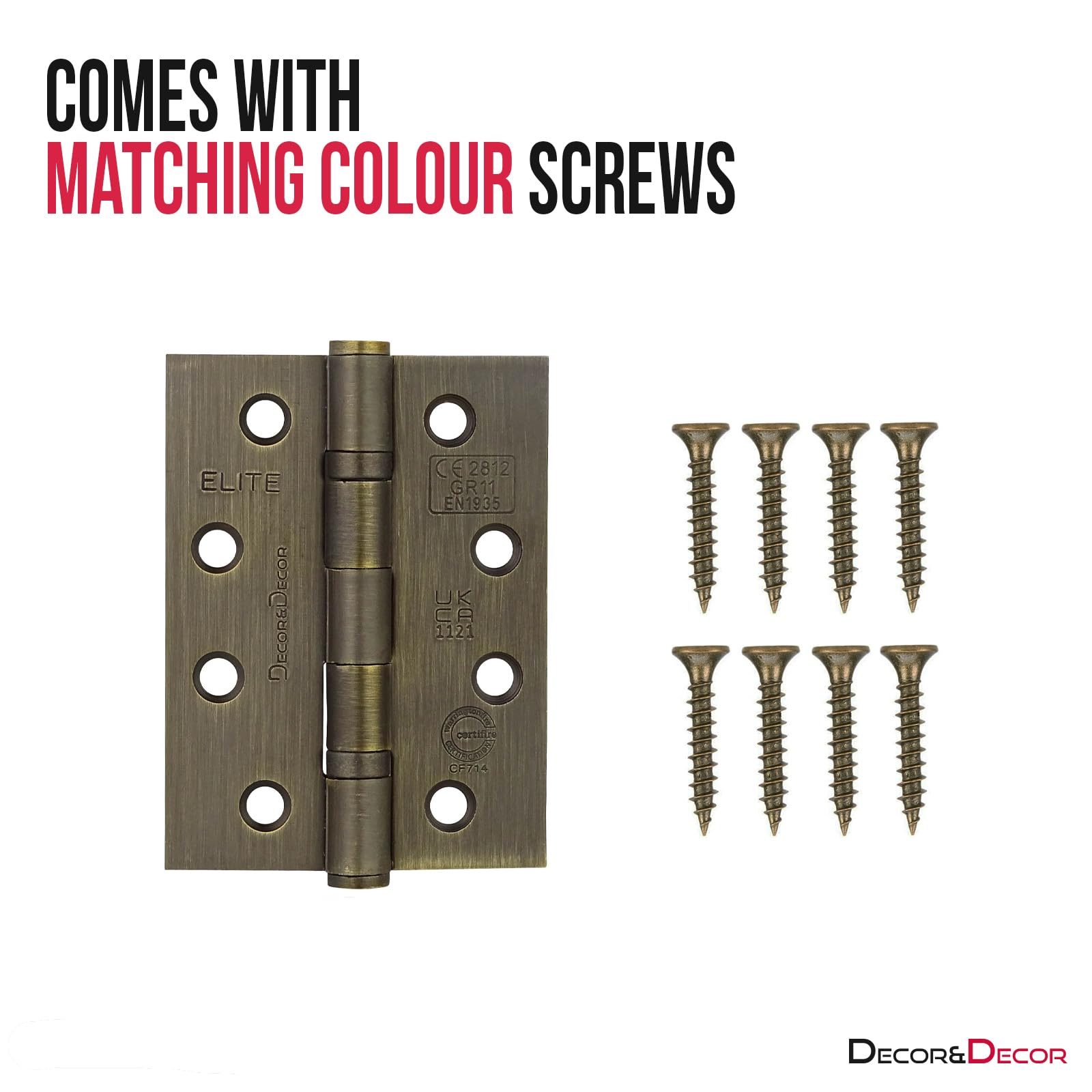 Ball Bearing Fire Rated Door Hinges - 102mm - Antique Brass - 2 Pairs - Decor And Decor