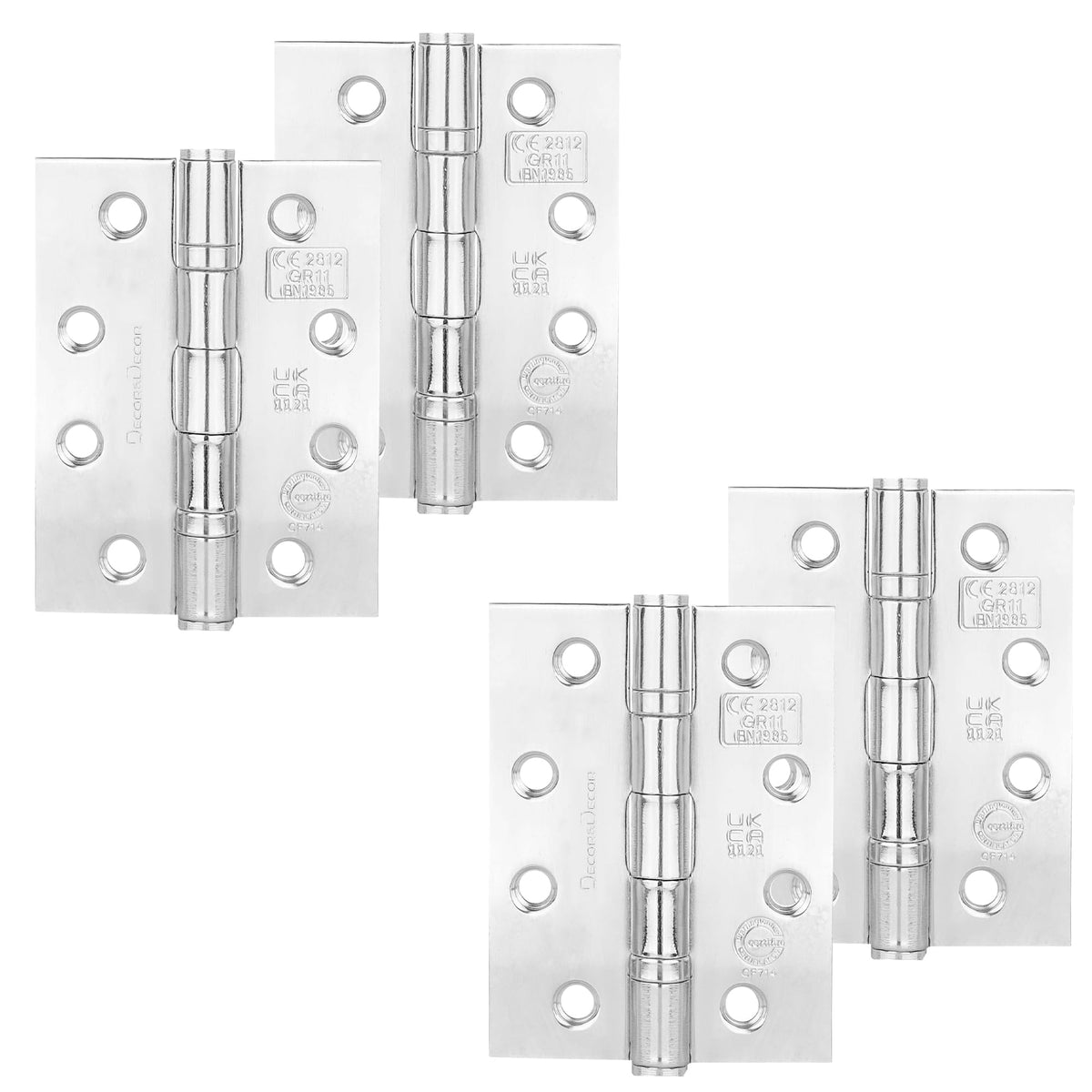 Ball Bearing Fire Rated Door Hinges - 102mm - Polished Chrome - 2 Pairs