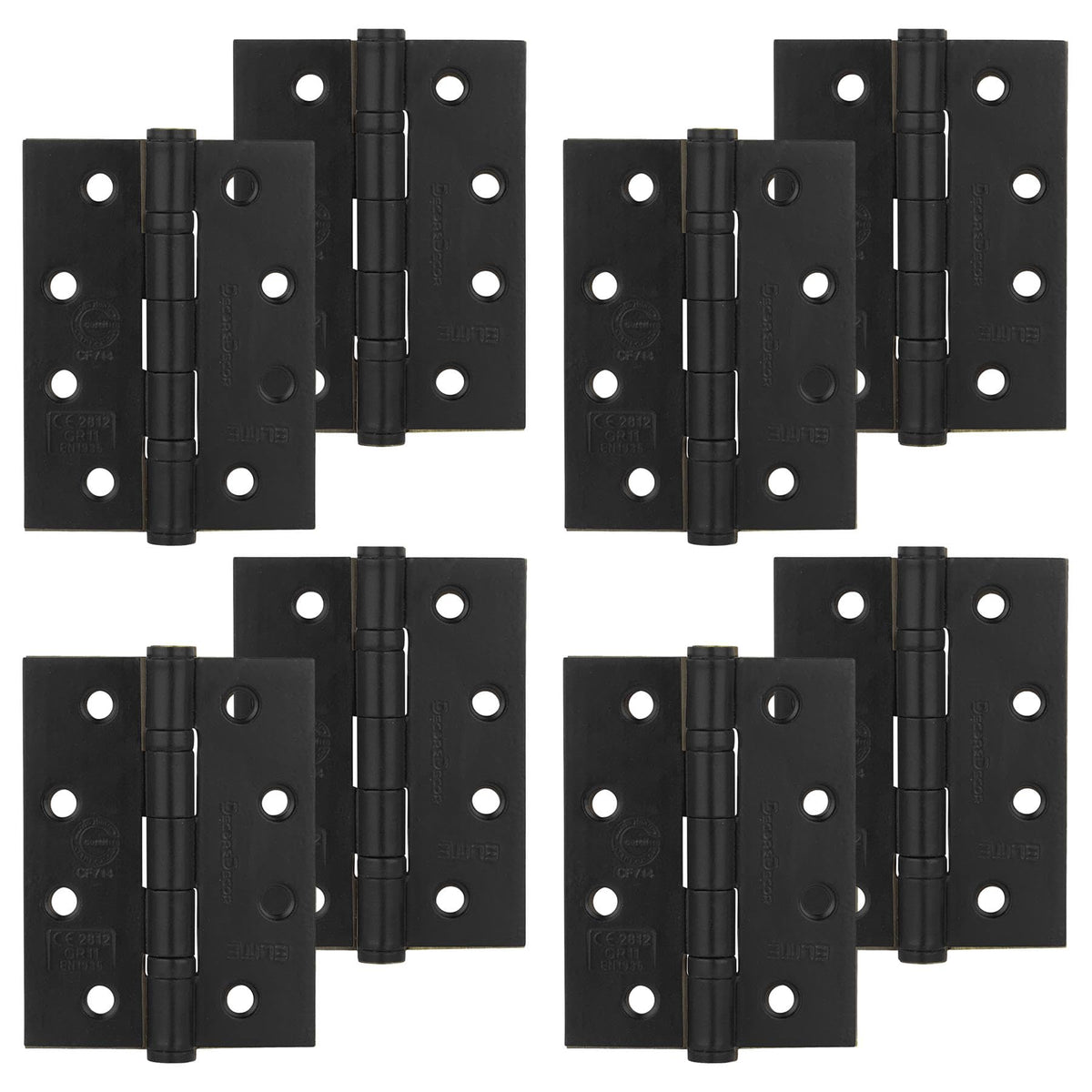 Ball Bearing Fire Rated Door Hinges - 102mm - Matt Black - 4 Pairs