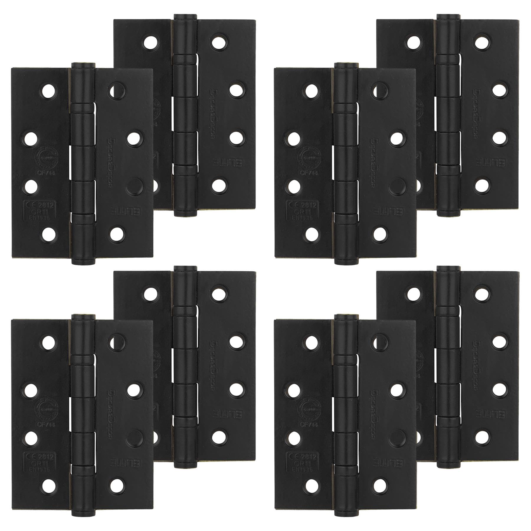 Ball Bearing Fire Rated Door Hinges - 102mm - Matt Black - 4 Pairs - Decor And Decor