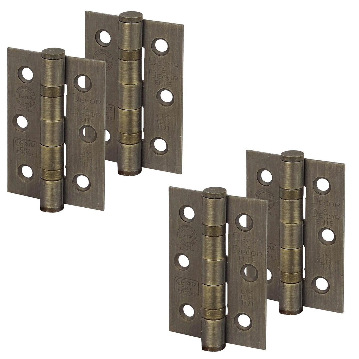 Ball Bearing Fire Rated Door Hinges - 76mm - Antique Brass - 2 Pairs