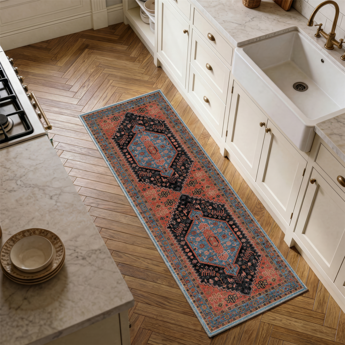 Lunora - Traditional Washable Kitchen Rug - 60x180cm