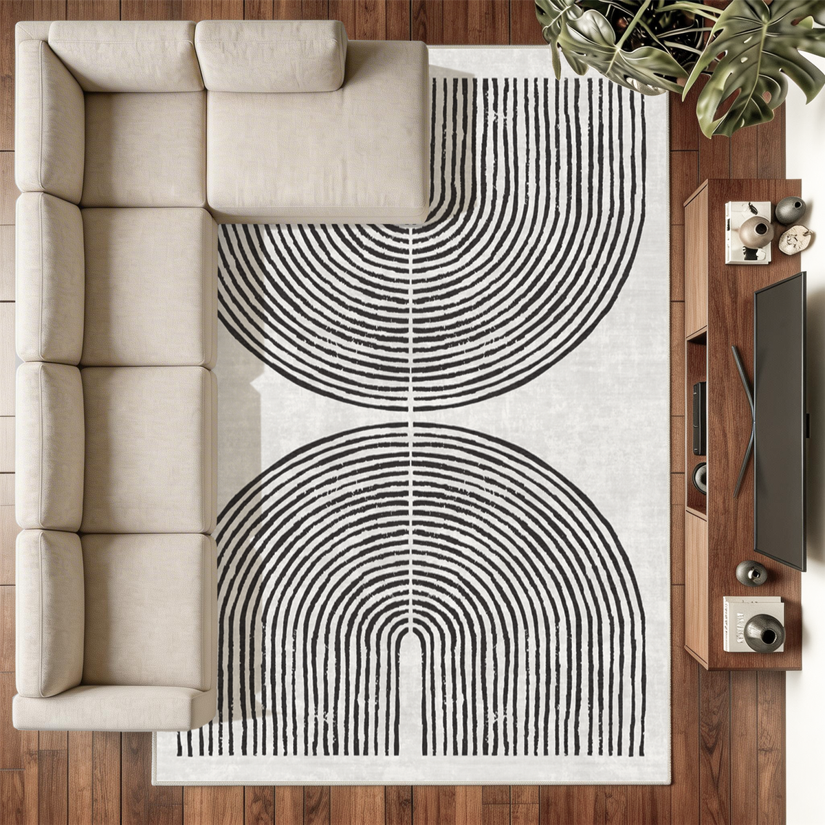 Brayen - Geometric Washable Extra Large Area Rug - 200x290cm