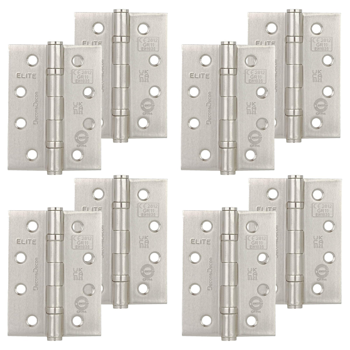 Ball Bearing Fire Rated Door Hinges - 102mm - Satin Nickel - 4 Pairs