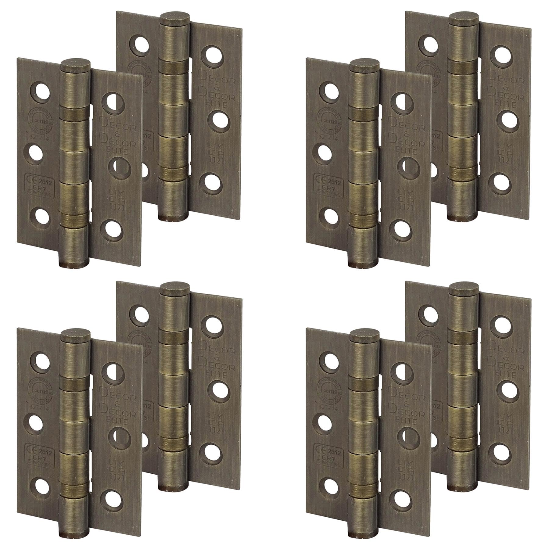 Ball Bearing Fire Rated Door Hinges - 3inch / 76mm - Antique Brass - 4 Pairs - Decor And Decor
