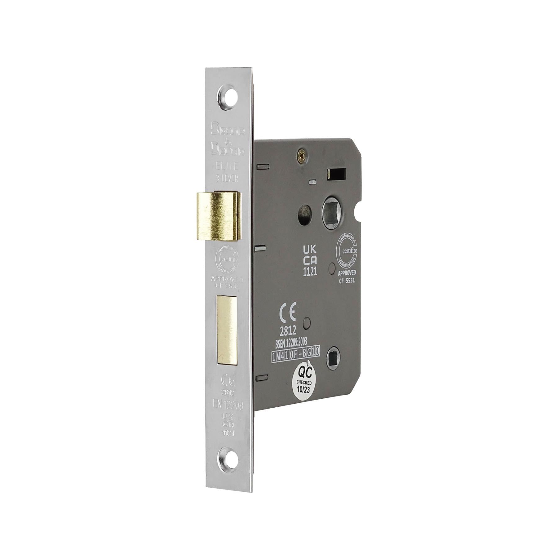 Fire Rated Bathroom Mortice Lock - 76mm - Polished Chrome - Bathroom Mortice Locks | Decoranddecor