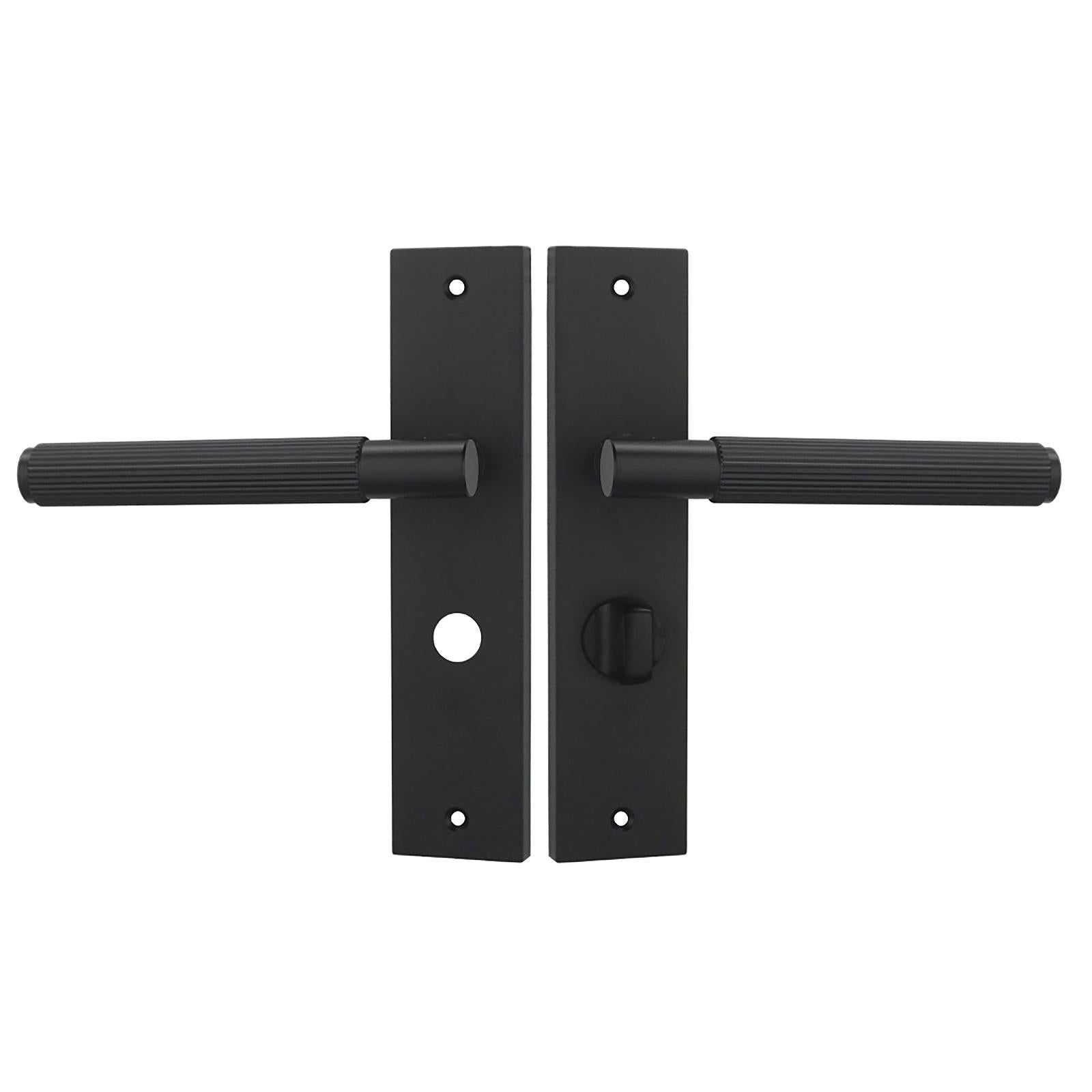 Hera Door Handle on Backplate - WC - Matt Black