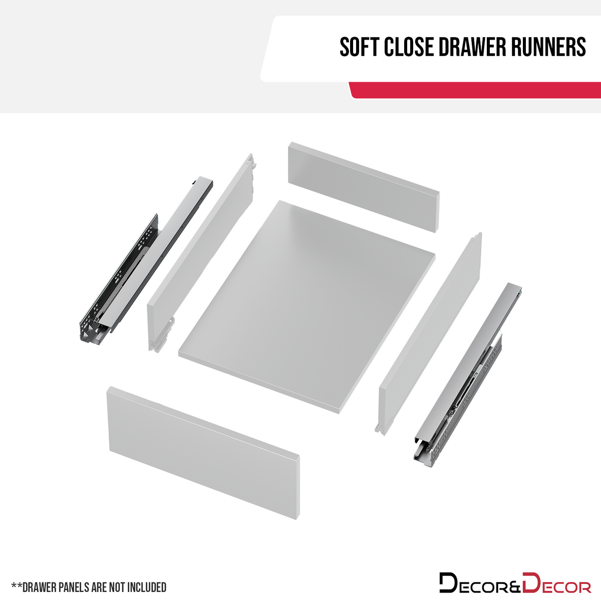 Undermount Drawer Runners 300mm - Soft Close, Full Extension - 290mm Drawer Length – view 9