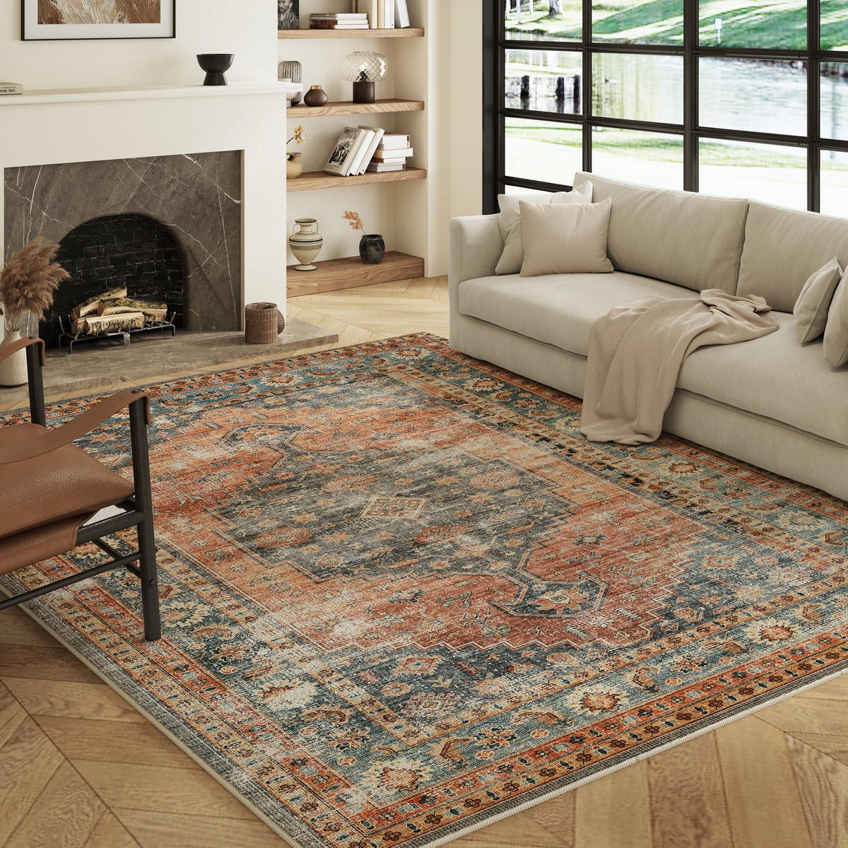 Calmere - Vintage Washable Large Living Room Rug - 160x230cm