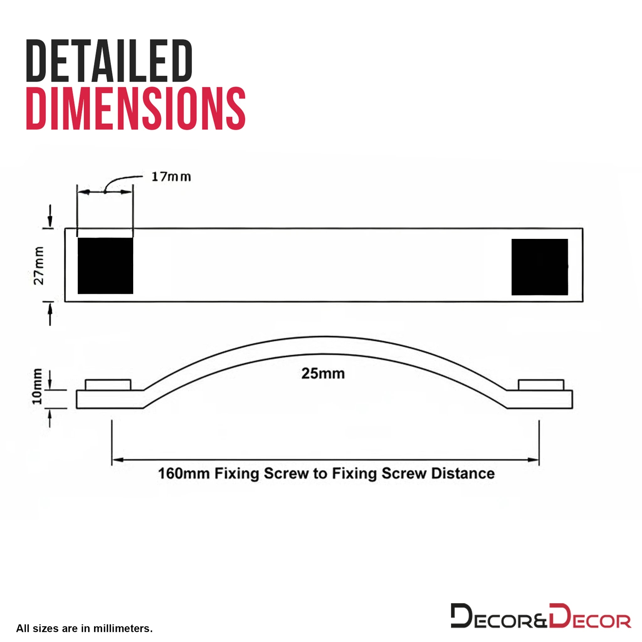 Leather Drawer Pulls and Strap Handles To Match – dimensions and measurements diagram