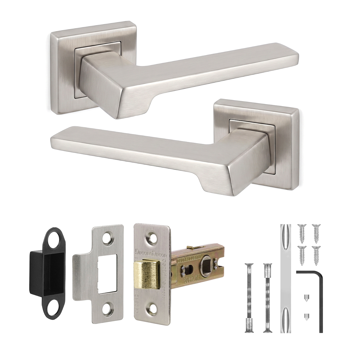 Spectra Satin Nickel Passage Door Lever Handles - Latch Kit 76mm