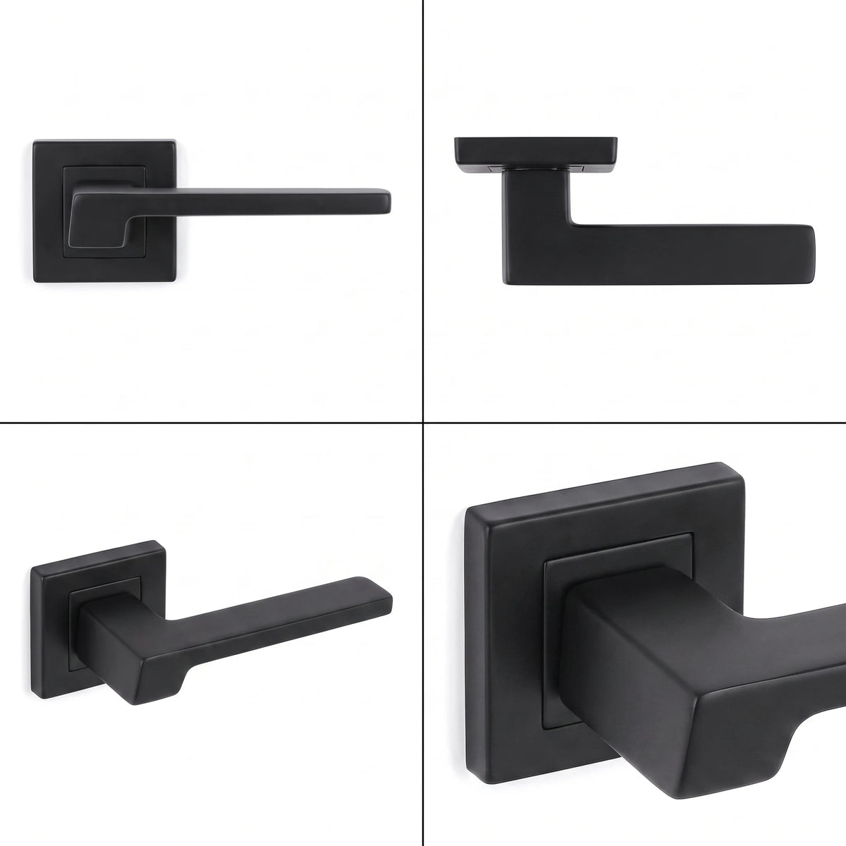 Spectra Matt Black Door Lever Handles – shown from multiple angles