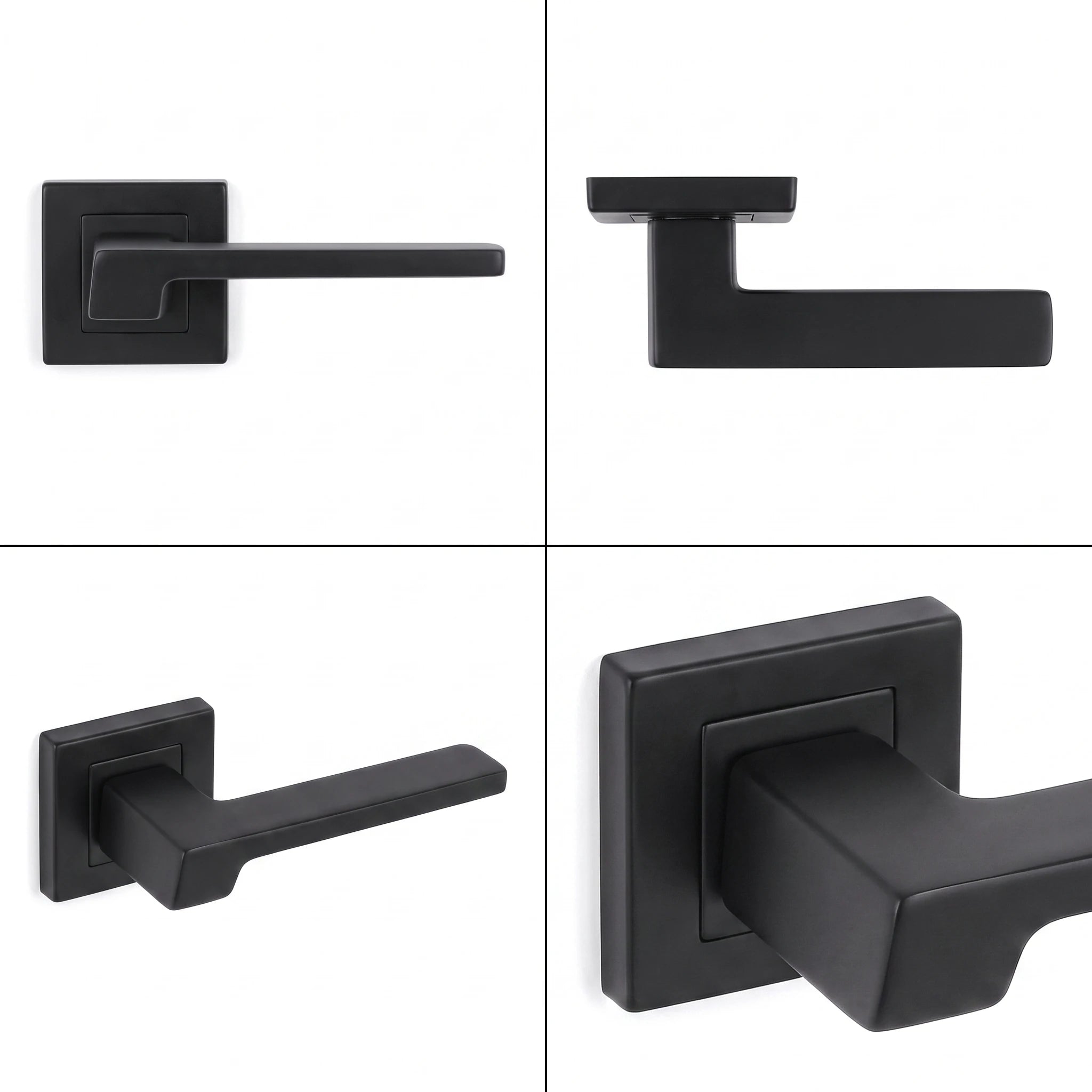 Spectra Matt Black Door Lever Handles – shown from multiple angles