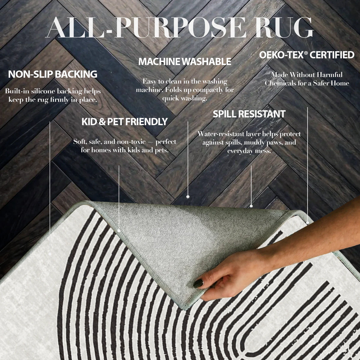 Brayen - Geometric Washable Runner Hallway Rug - 80x300cm – view 3