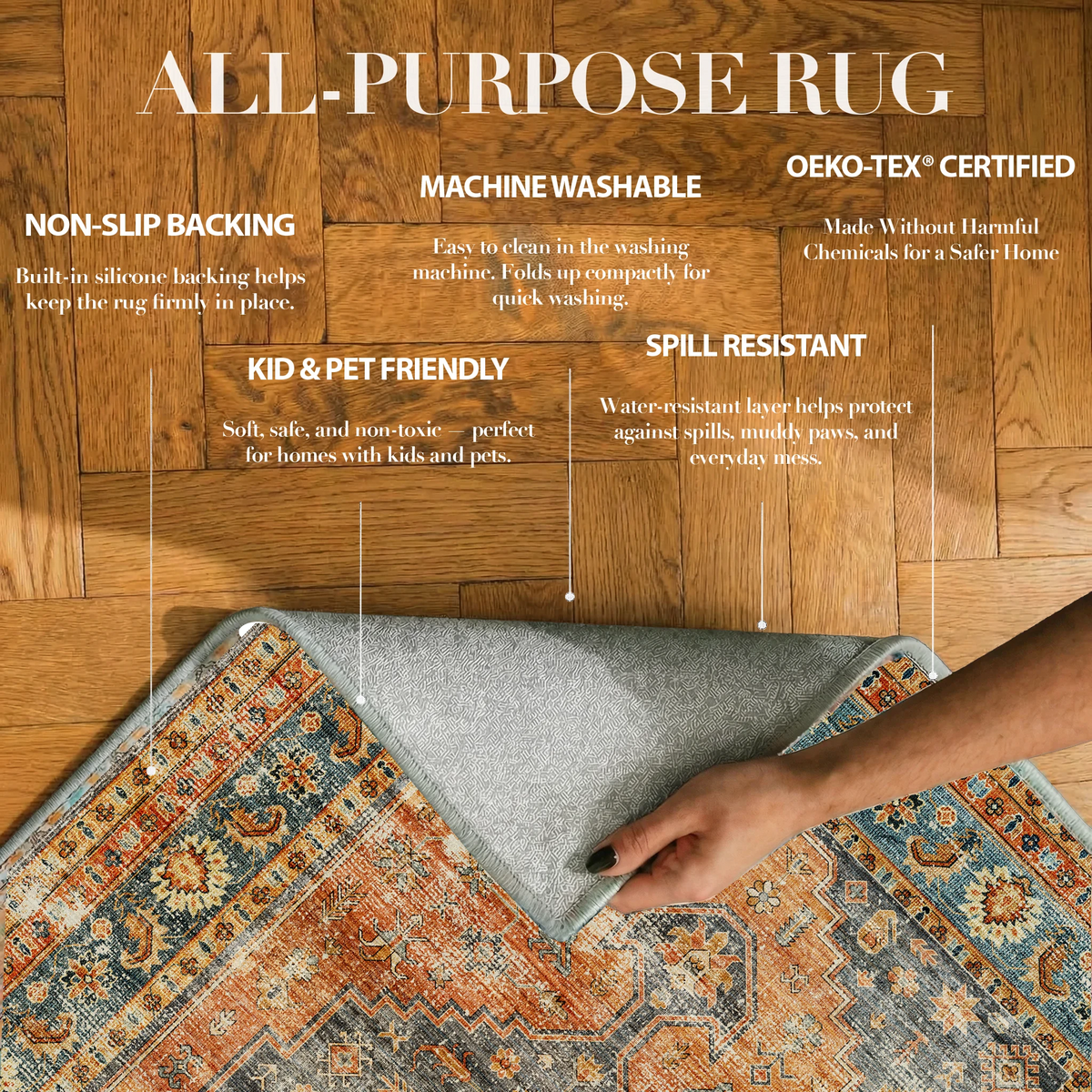 Calmere - Vintage Washable Small Rug - 60x90cm – view 3