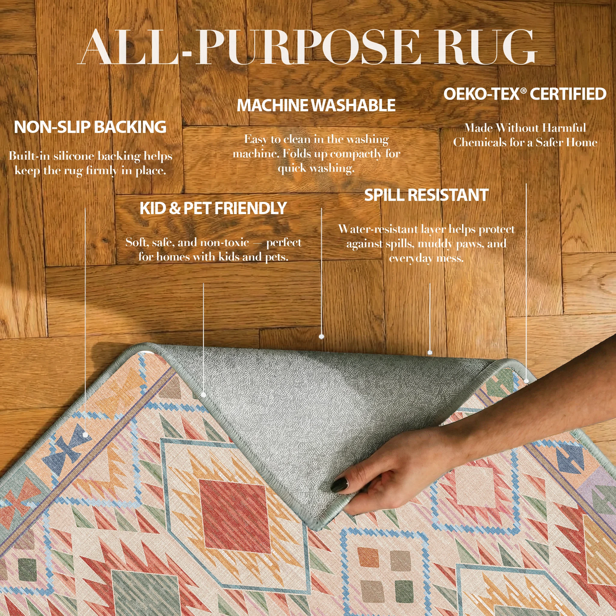 Elaris - Moroccan Washable Small Rug 80x150cm – view 3