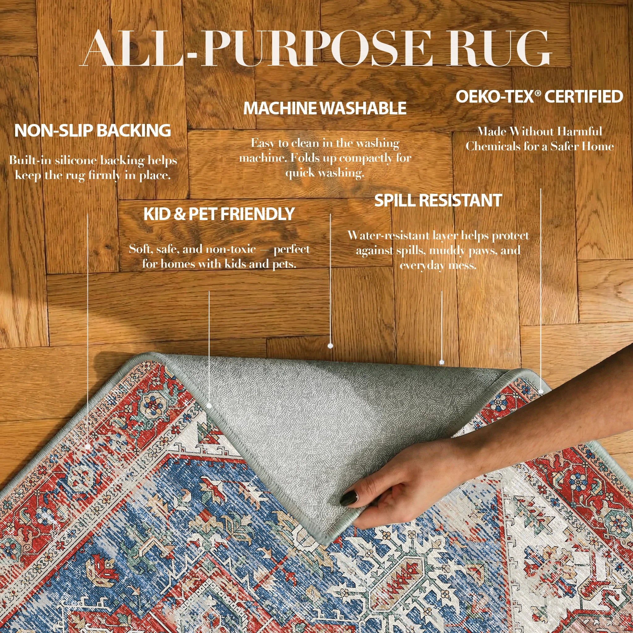 Mirela - Distressed Washable Runner Hallway Rug - 60x240cm – view 3