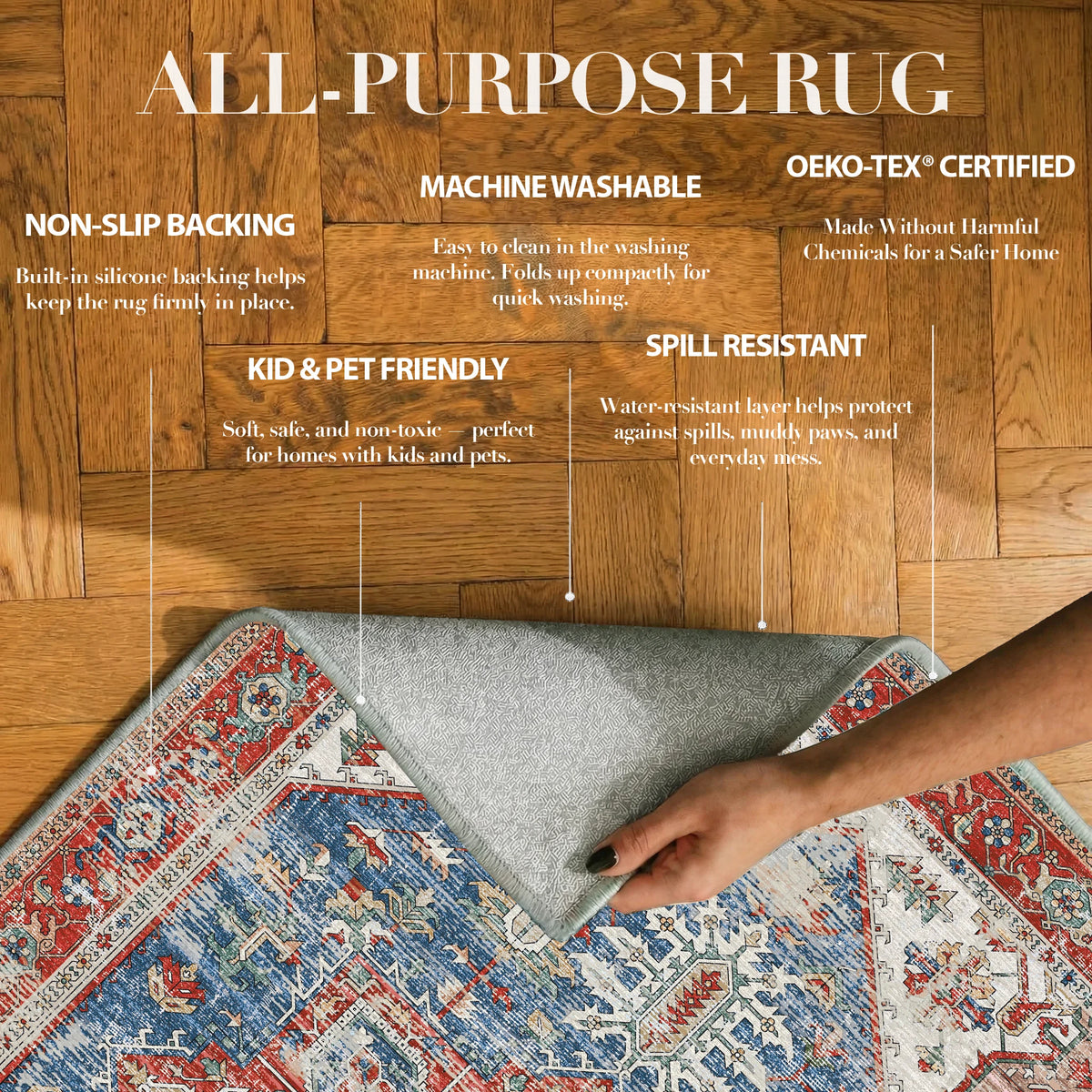 Mirela - Distressed Washable Runner Hallway Rug - 60x240cm – view 3