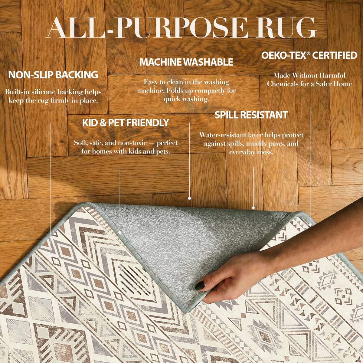 Nomira - Traditional Washable Small Rug - 60x90cm – view 2