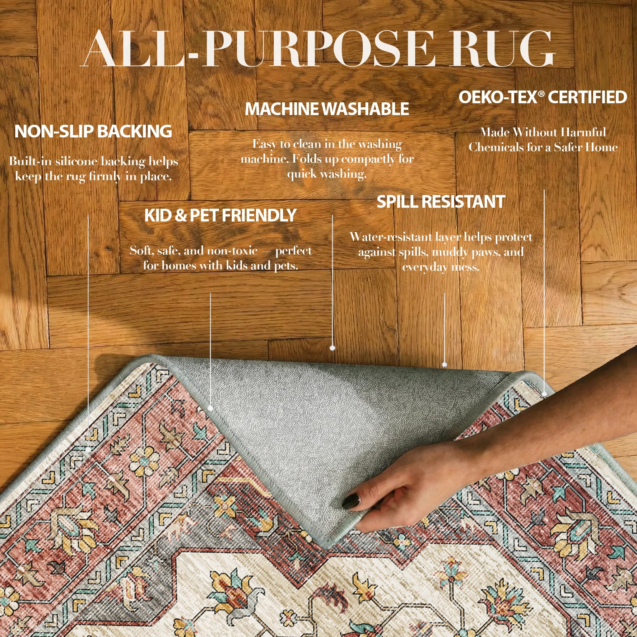 Solora - Persian Washable Runner Hallway Rug - 60x240cm – view 3