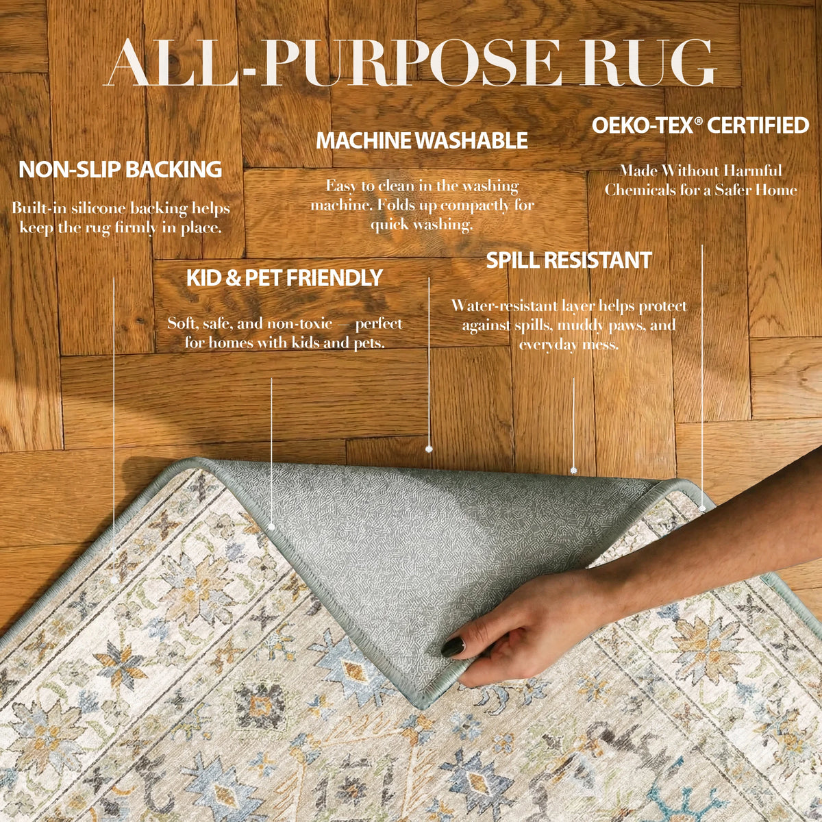 Tessia - Vintage Washable Small Rug - 60x90cm – view 3